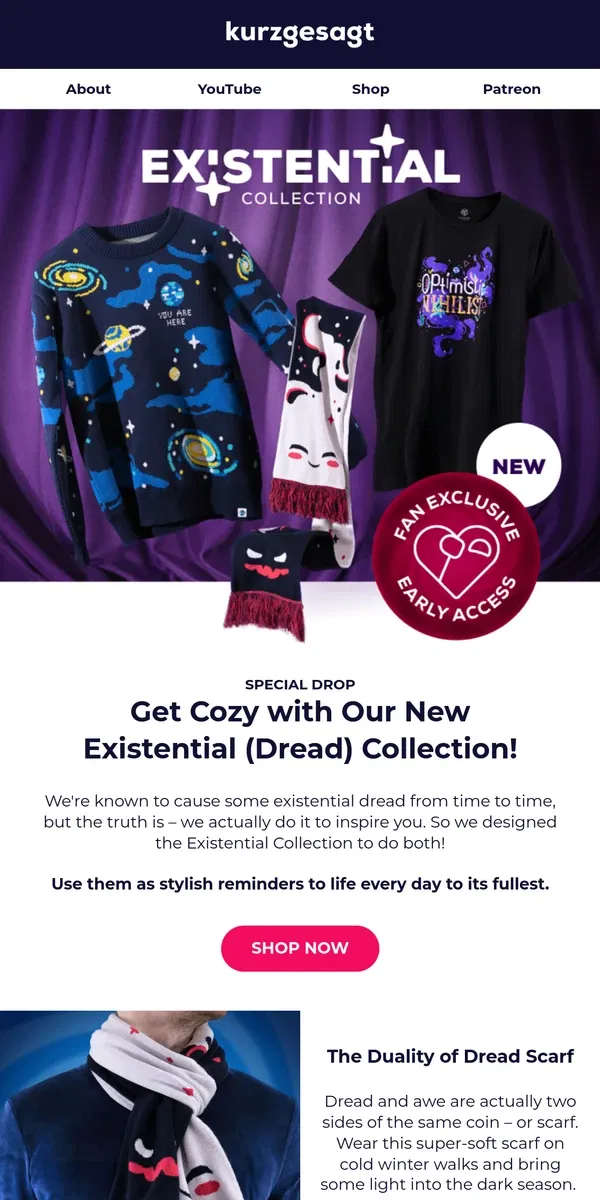 Email from Kurzgesagt. YOUR EARLY ACCESS: New Special Drop