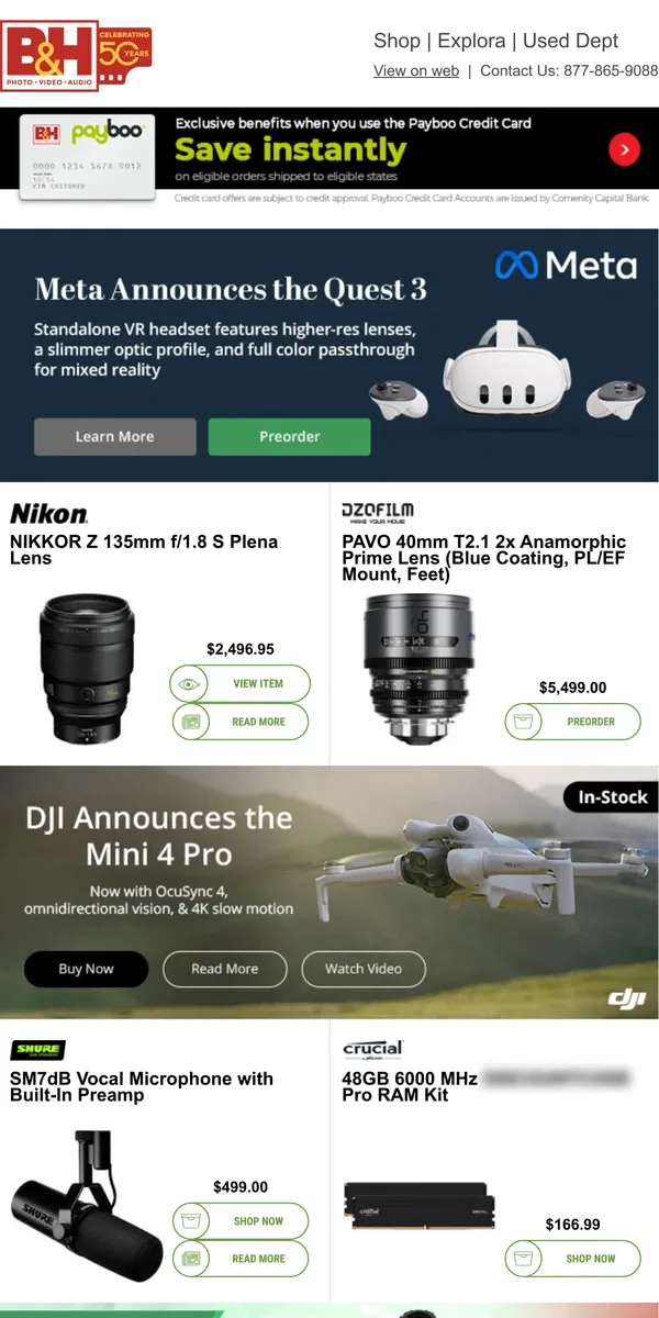 Email from B&H Photo Video. New from Meta, Nikon, Shure, DZOFILM, Godox & more