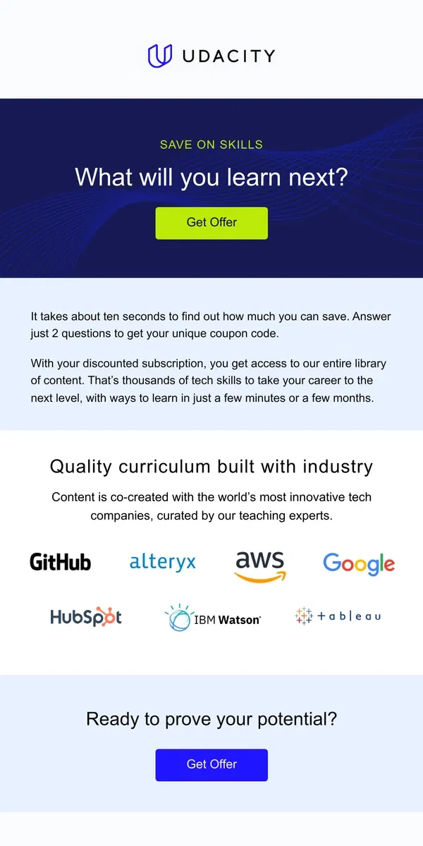 Email from Udacity. Save on 2,500+ Skills