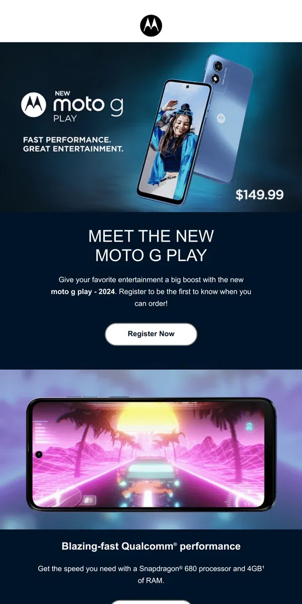 Email from Motorola. Meet the newest MOTO G PLAY