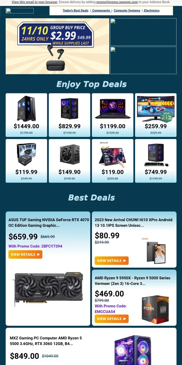 Email from Newegg. 💪 $259.99! GIGABYTE 32" 165Hz 2K QHD Curved Gaming Monitor 🔥