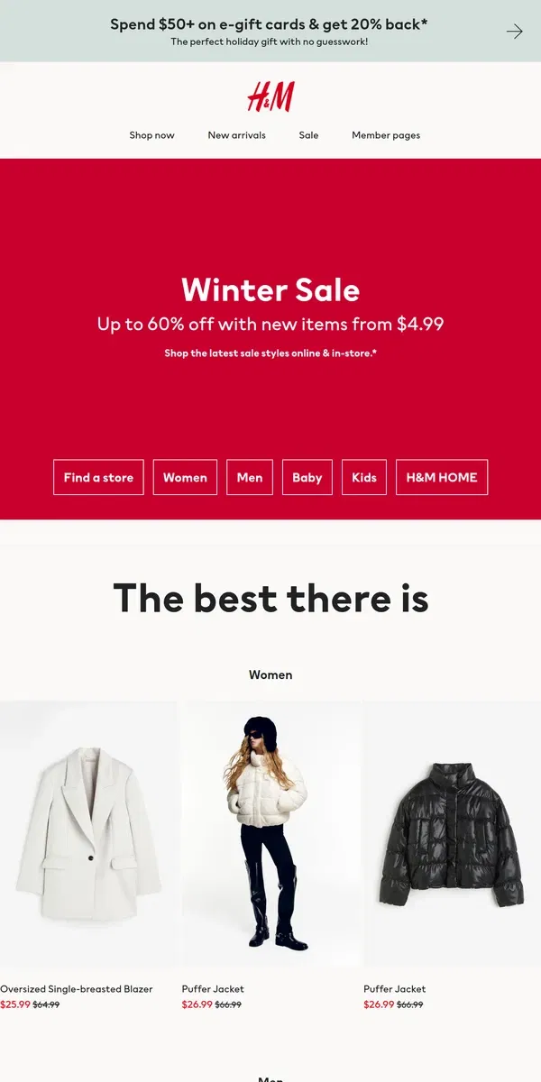 Email from H&M. Winter Sale: The new styles are here!