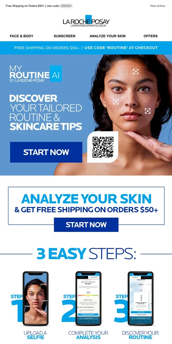 Email from La Roche-Posay. Limited time only: analyze your skin & get free shipping!