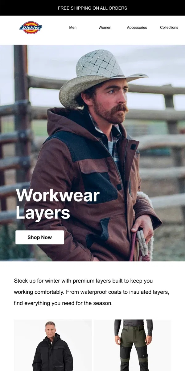 Email from Dickies. Winter Workwear