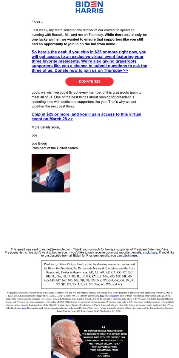 Email from Kamala Harris. Here’s the deal, folks