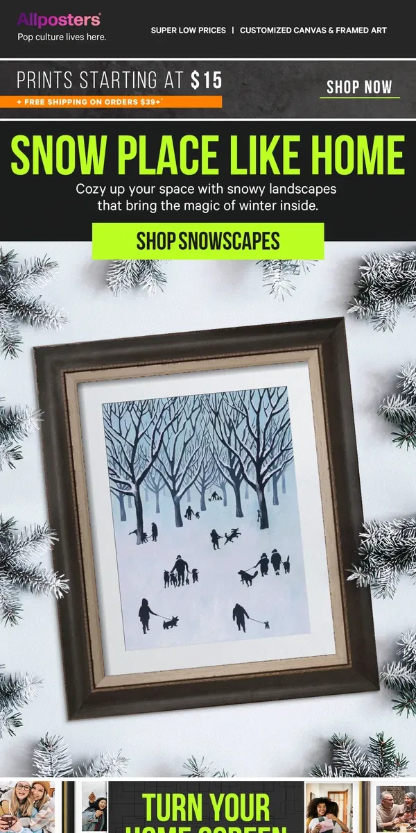 Email from AllPosters. Cozy up with winter art