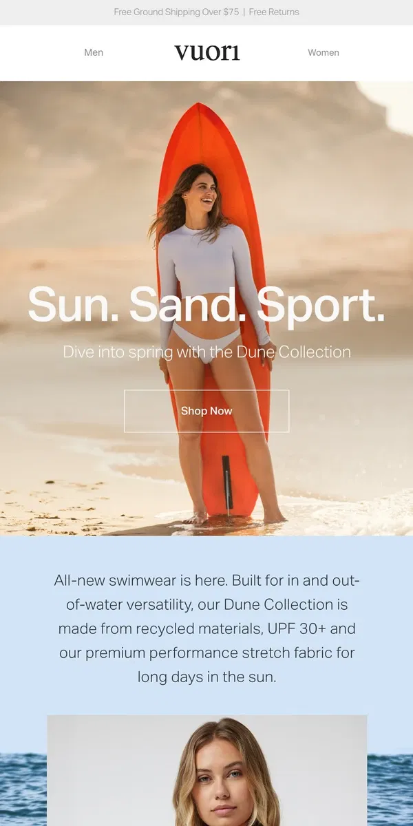 Email from Vuori. Now live: All-new swimwear