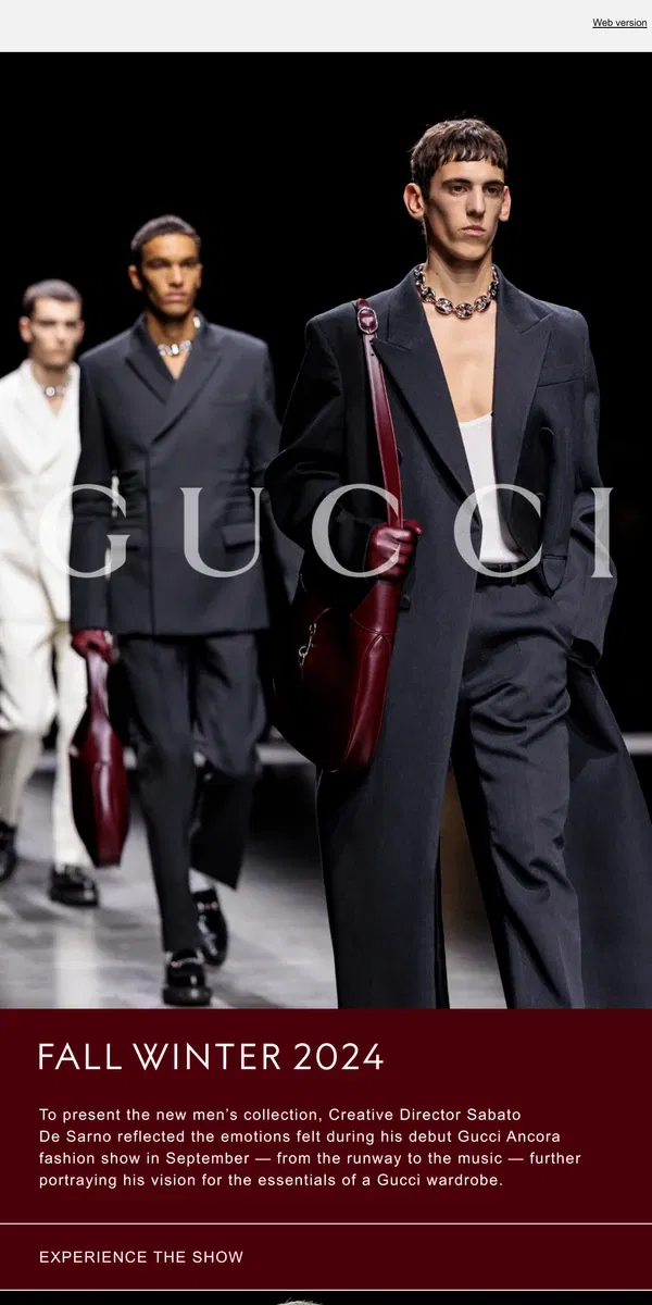 Email from GUCCI. Subverting Classics: Fall Winter 2024