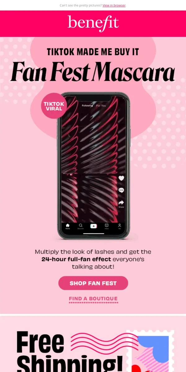 Email from Benefit Cosmetics. TikTok's ✨ viral ✨ mascara