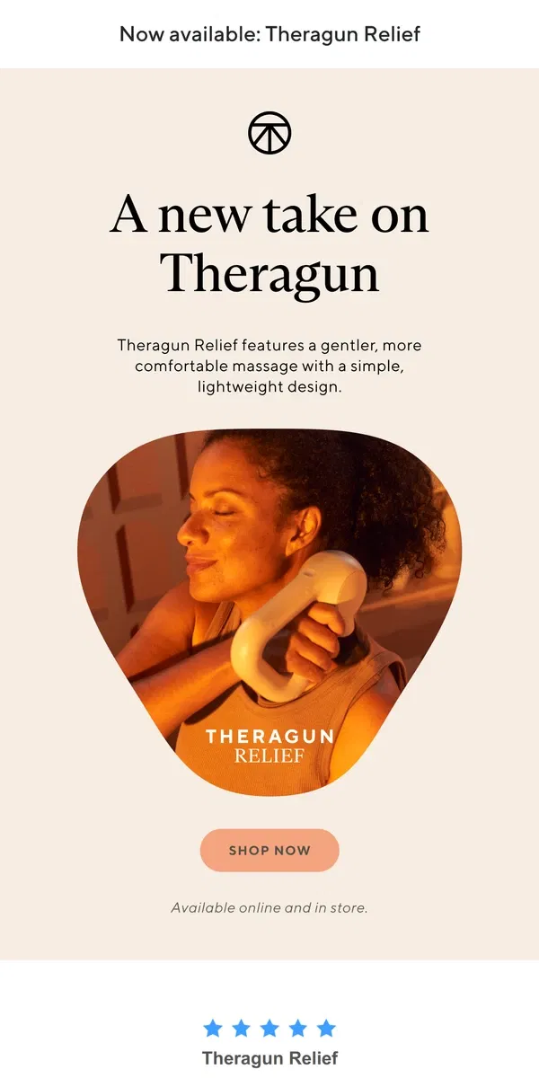 Email from Therabody. Theragun, reimagined: Meet Theragun Relief