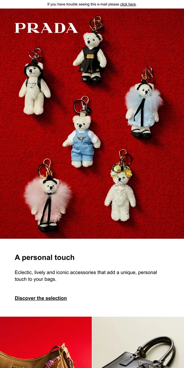 Email from Prada. Bag Charms