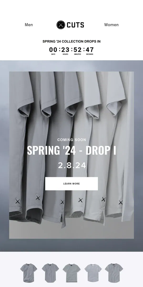 Email from Cuts. SPRING '24 - COMING SOON