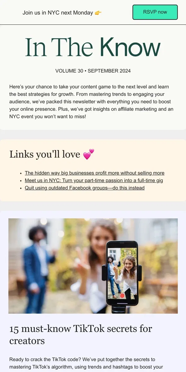 Email from Teachable. 15 must-know TikTok secrets for creators