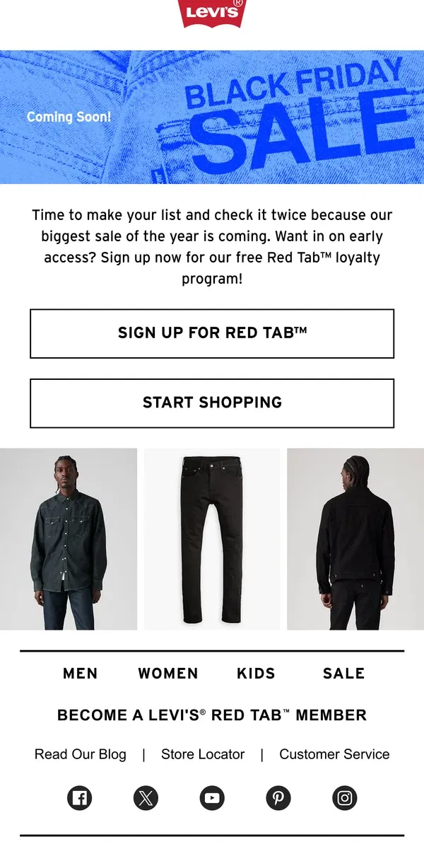 Email from Levi's. The biggest sale of the year is coming soon