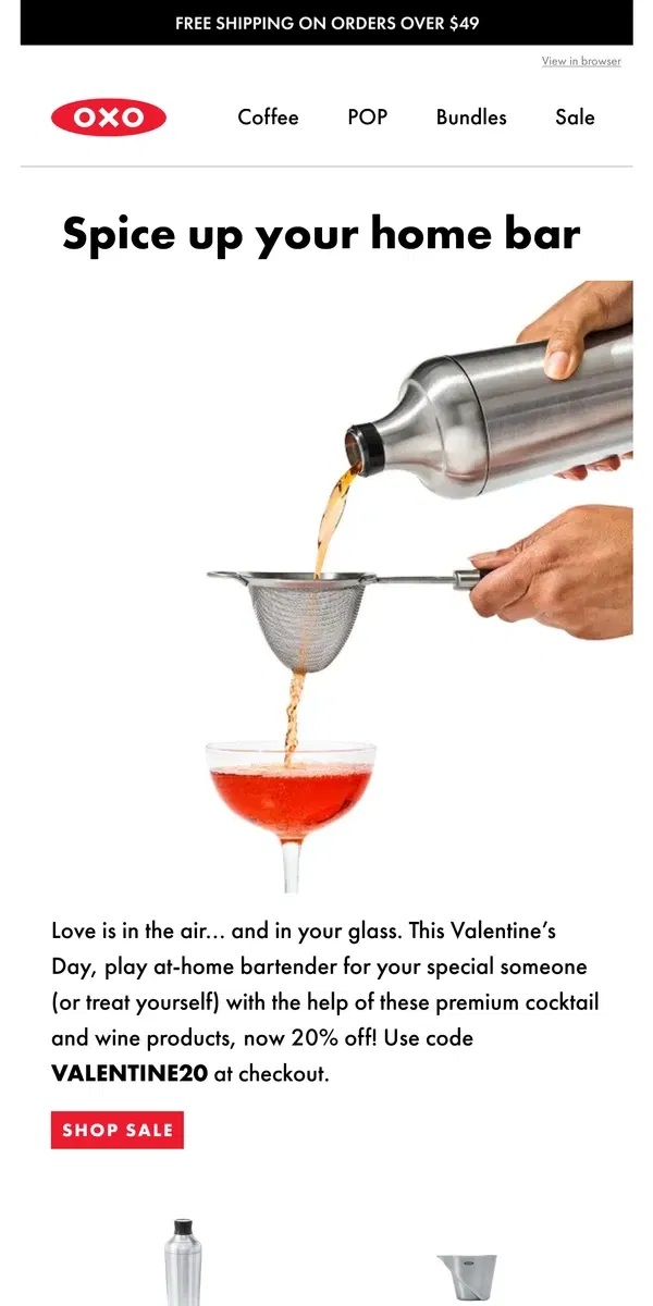 Email from OXO. ❤ Cheers to Love: Enjoy 20% off Barware!