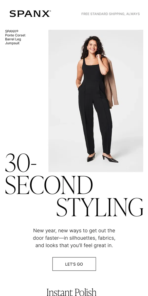 Email from SPANX. January Style in Seconds