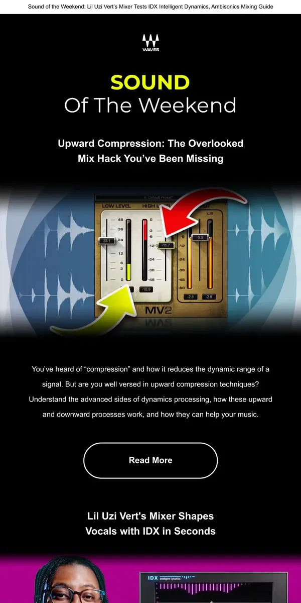 Email from Waves Audio. Expand Your Knowledge 💪 Upward Compression