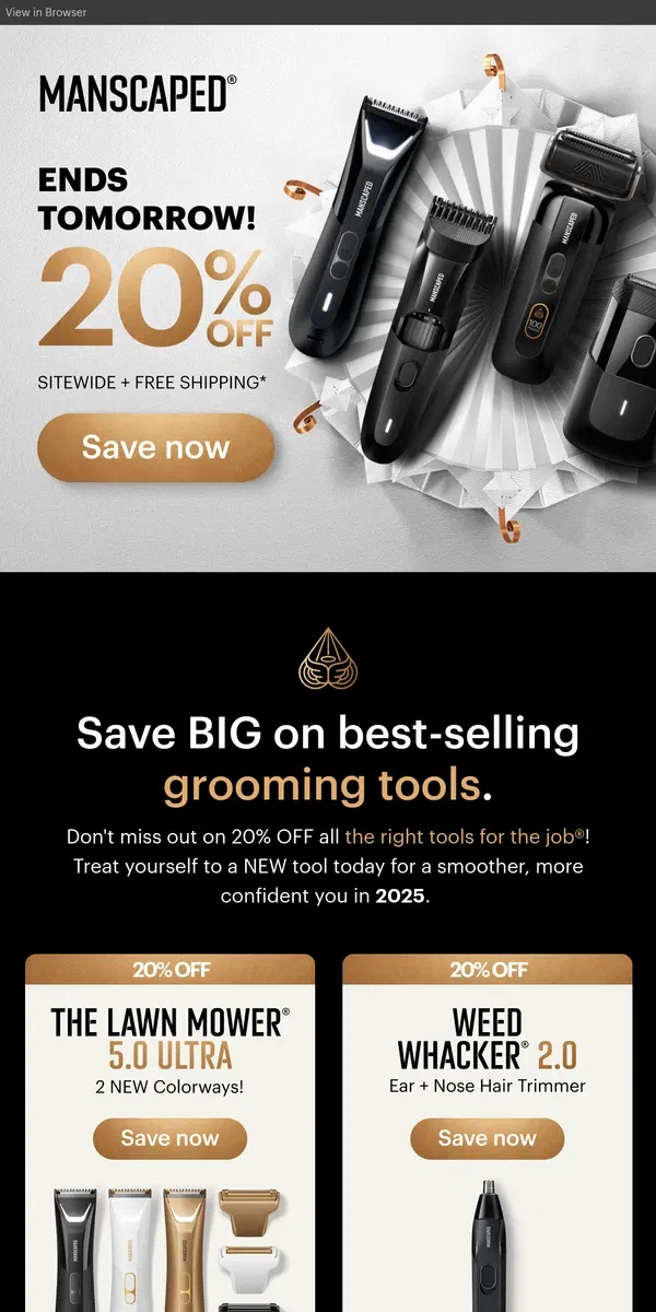 Email from MANSCAPED. 48 HOURS LEFT! 20% OFF Boxing Day Sale