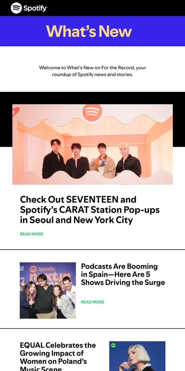 Email from Spotify. Check Out SEVENTEEN and Spotify’s CARAT Station Pop-ups in Seoul and New York City