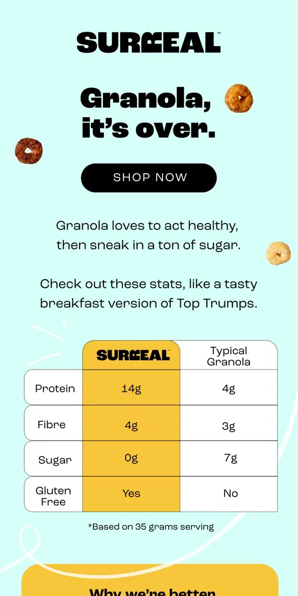 Email from Surreal. Us v granola