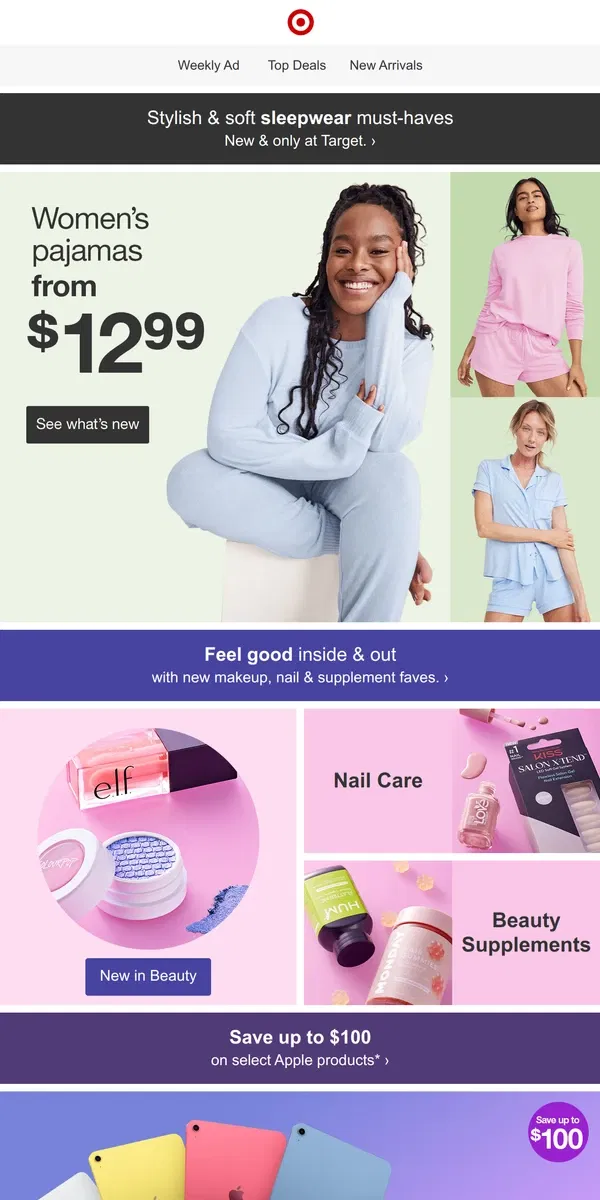 Email from Target. Rest easy in new PJs from $12.99 😴