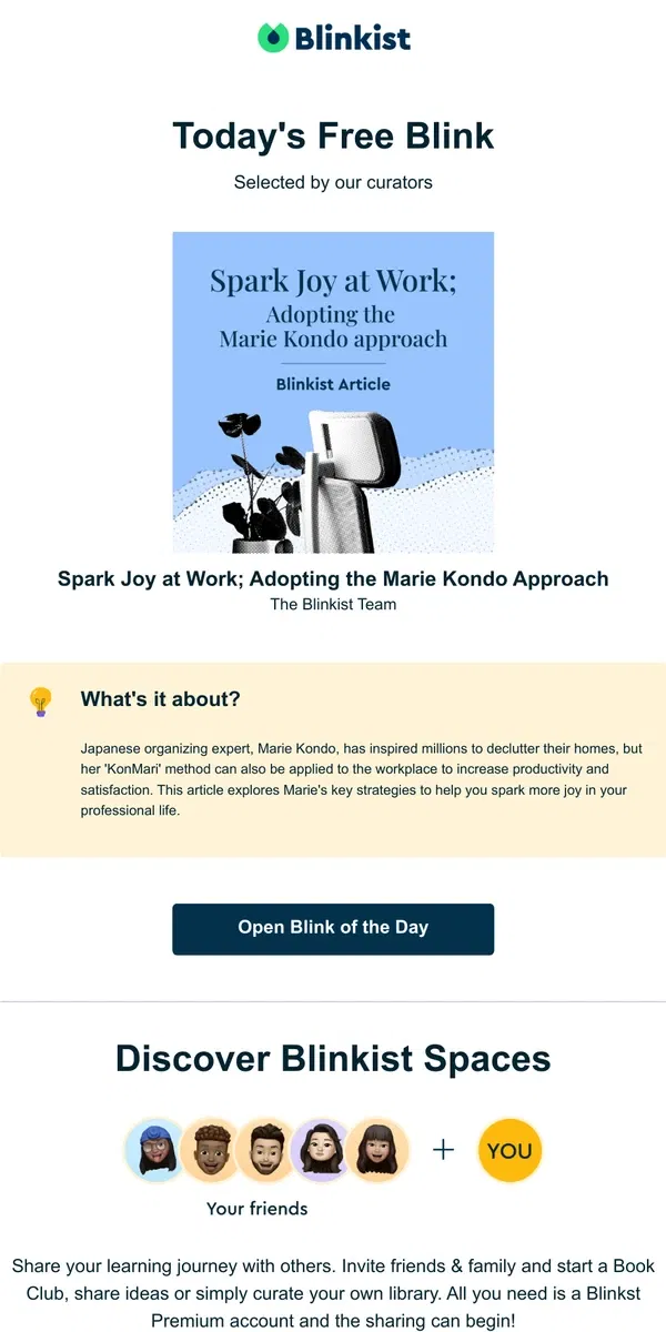Email from Blinkist. Your Blink of the Day