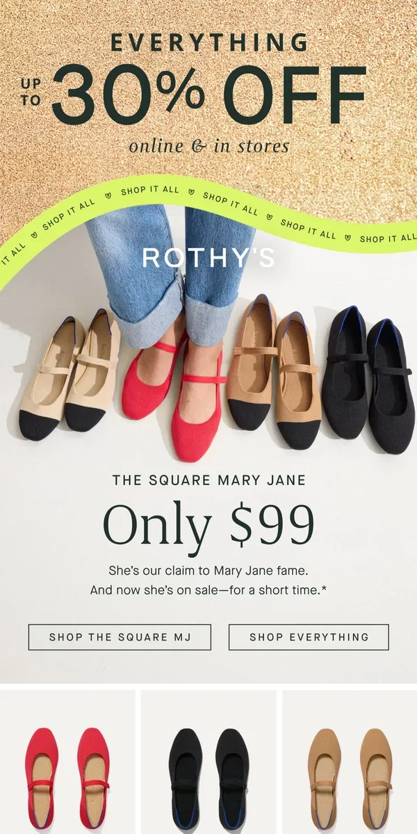 Email from Rothy's. Our OG Mary Jane is on sale!