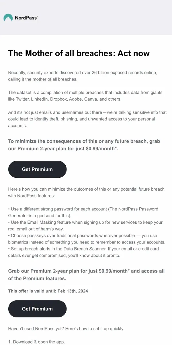 Email from NordVPN. The biggest data breach so far