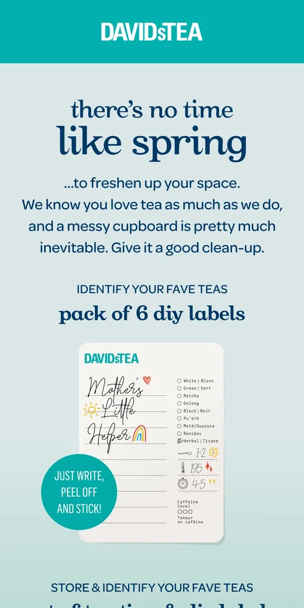 Email from DAVIDsTEA. DID WE MENTION SALE