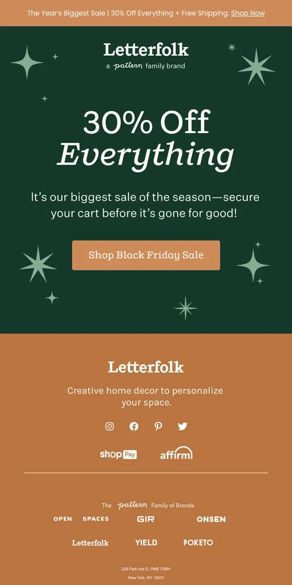 Email from Letterfolk. This sale is GOOD (but won’t last forever)