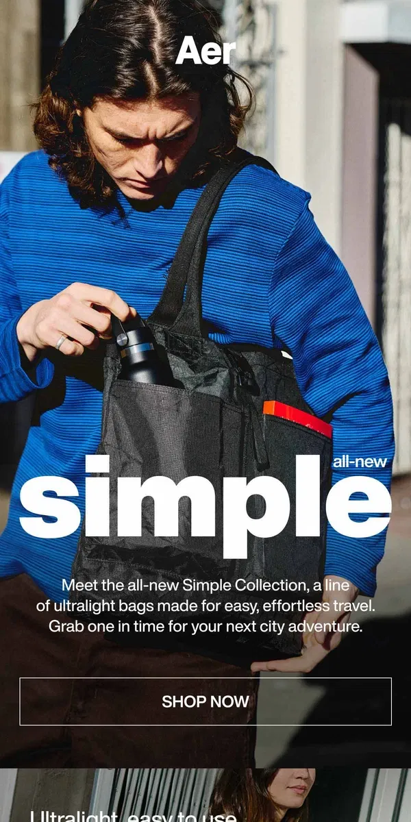 Email from Aer. Meet the all-new Simple Collection