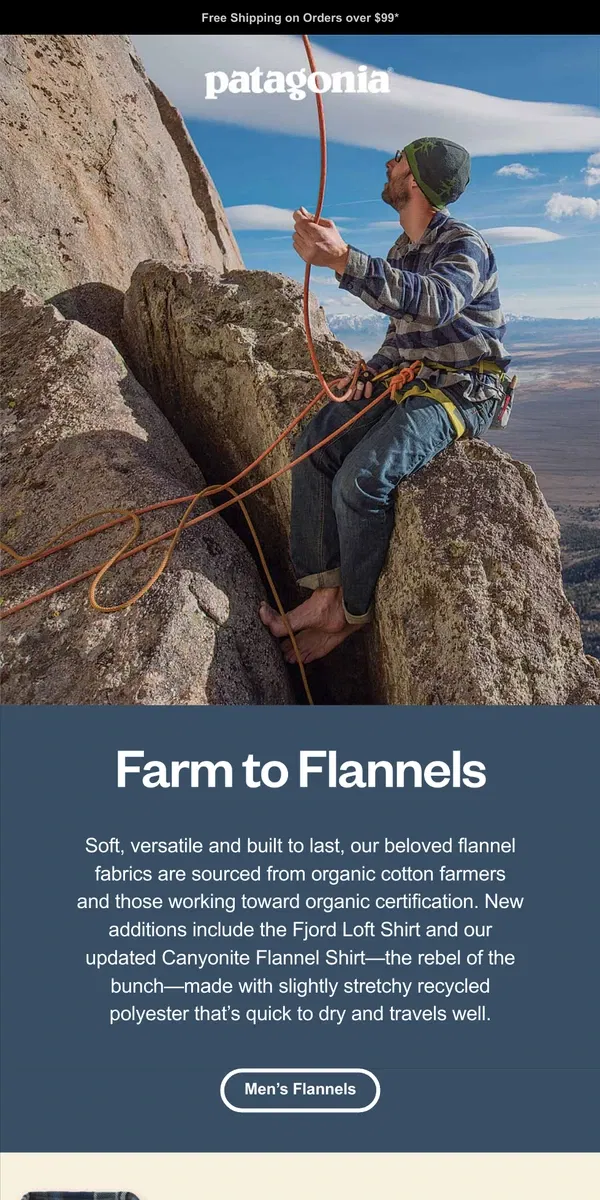 Email from Patagonia. Soft, versatile flannel shirts