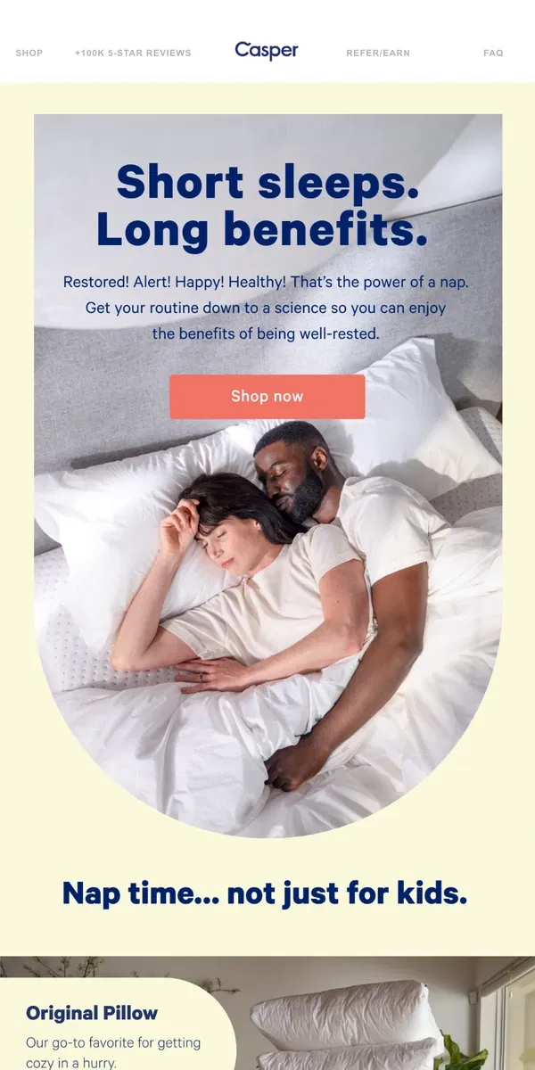 Email from Casper. Upgrade your nap game.