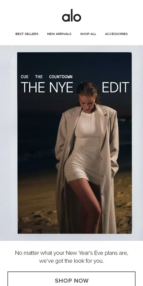 Email from Alo Yoga. The NYE Edit