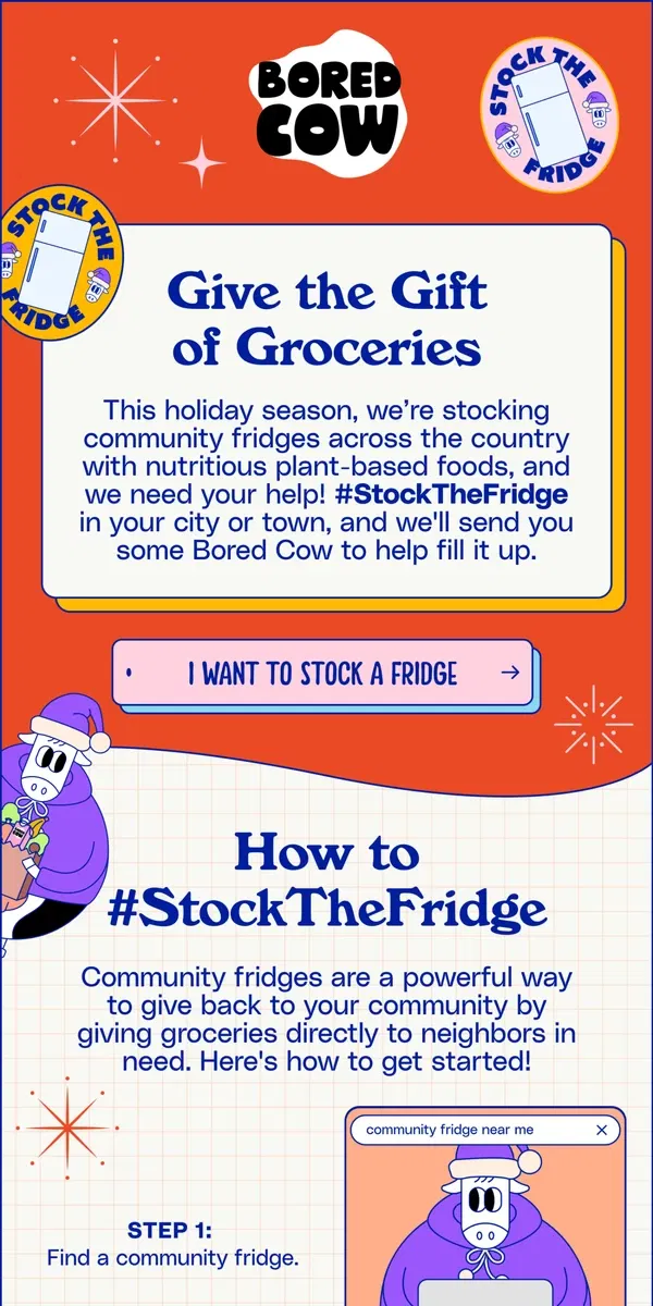 Email from Bored Cow. We’re stocking community fridges!