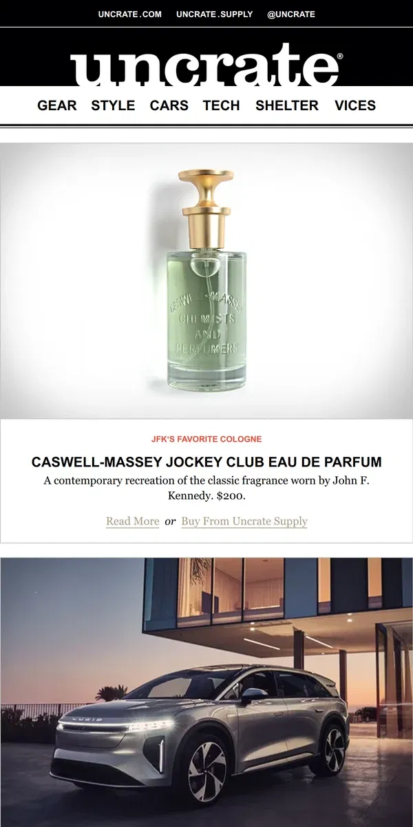 Email from Uncrate. Caswell-Massey Jockey Club Eau De Parfum & more