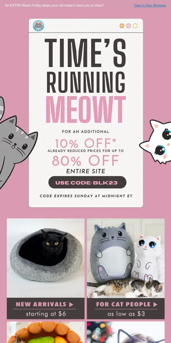 Email from Meowingtons. ⏰ Time is Running MEOWT! ⏰