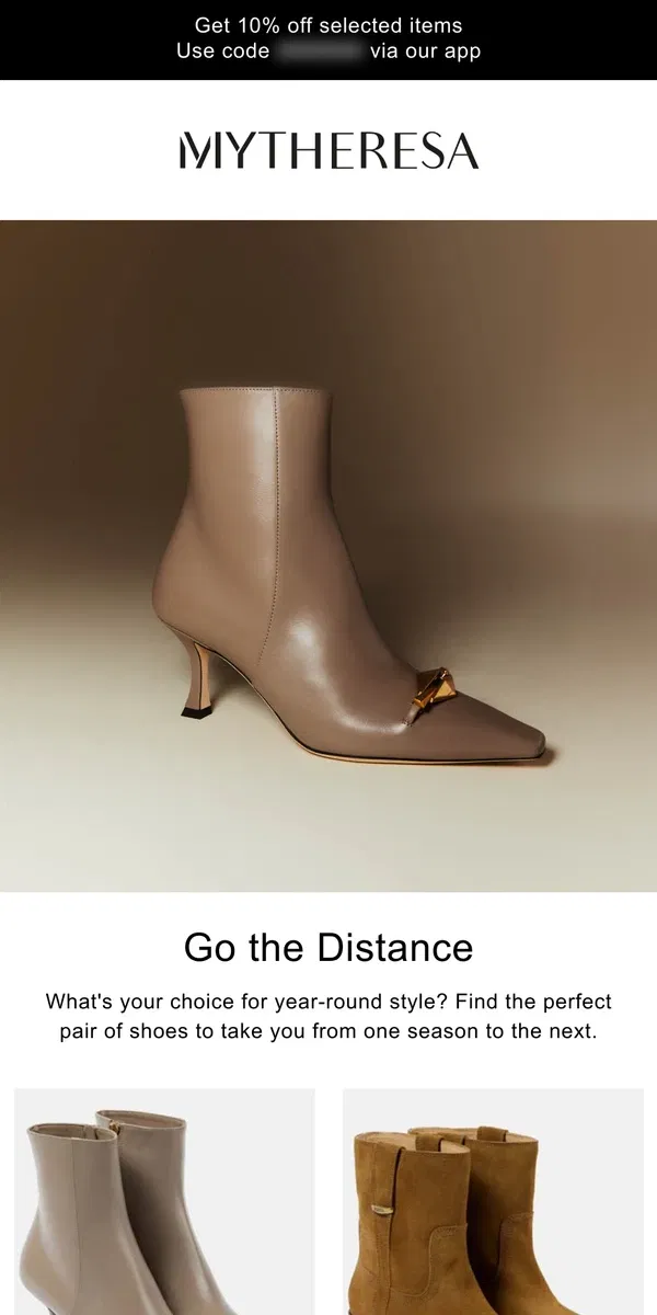 Email from Mytheresa. Perfect pairs for the seasonal shift