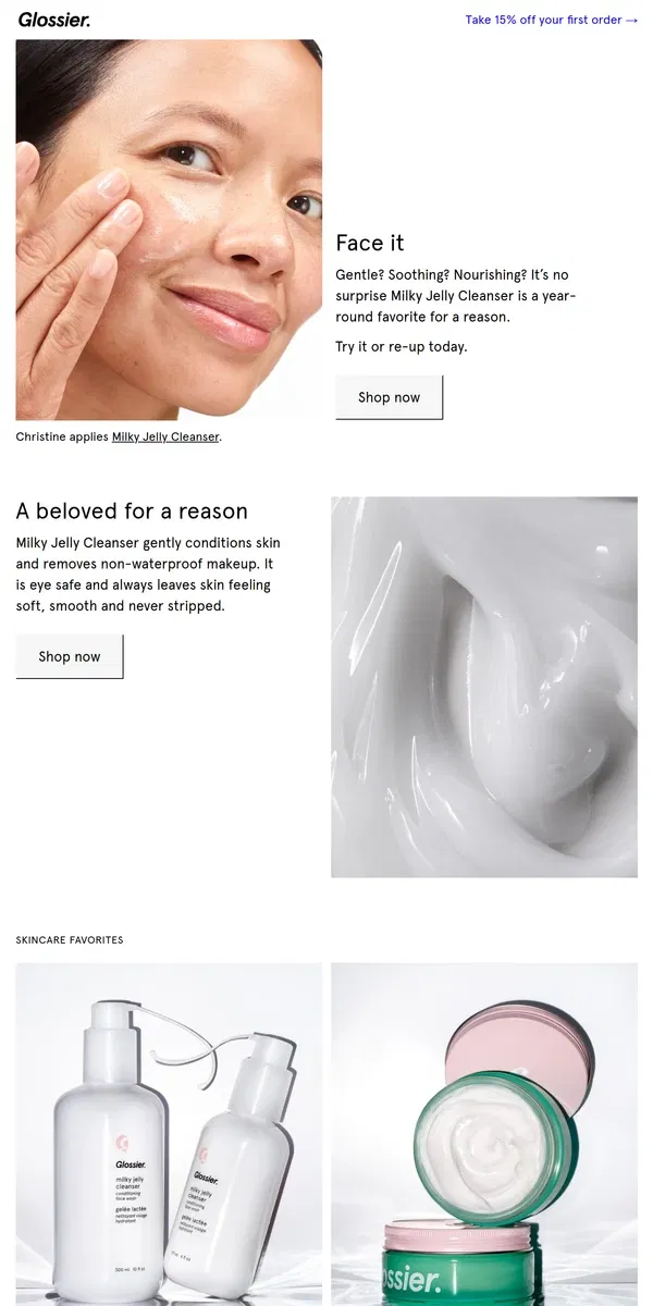 Email from Glossier. A year-round skincare favorite