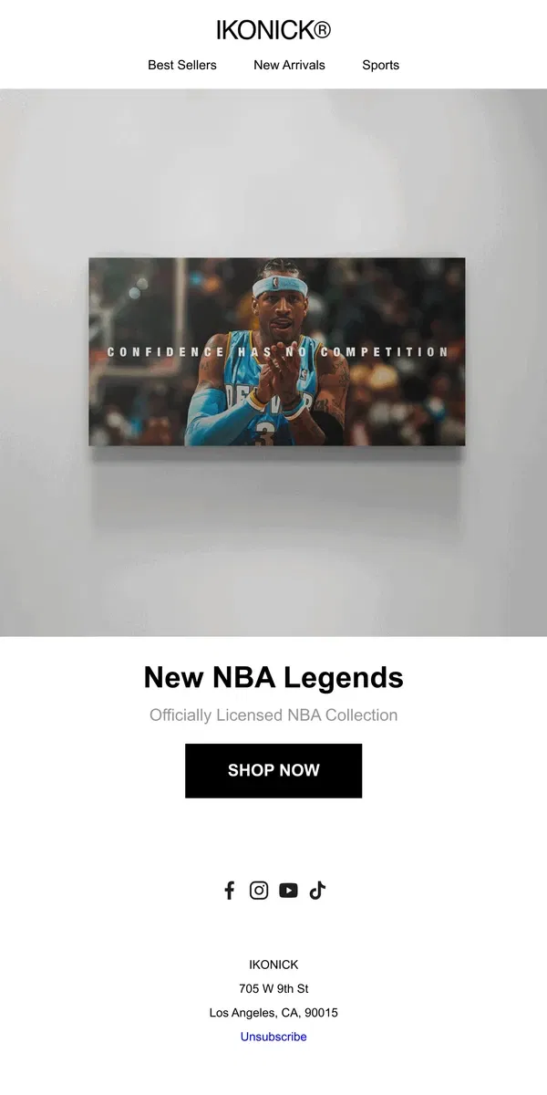 Email from IKONICK. NEW NBA Legends 🏀