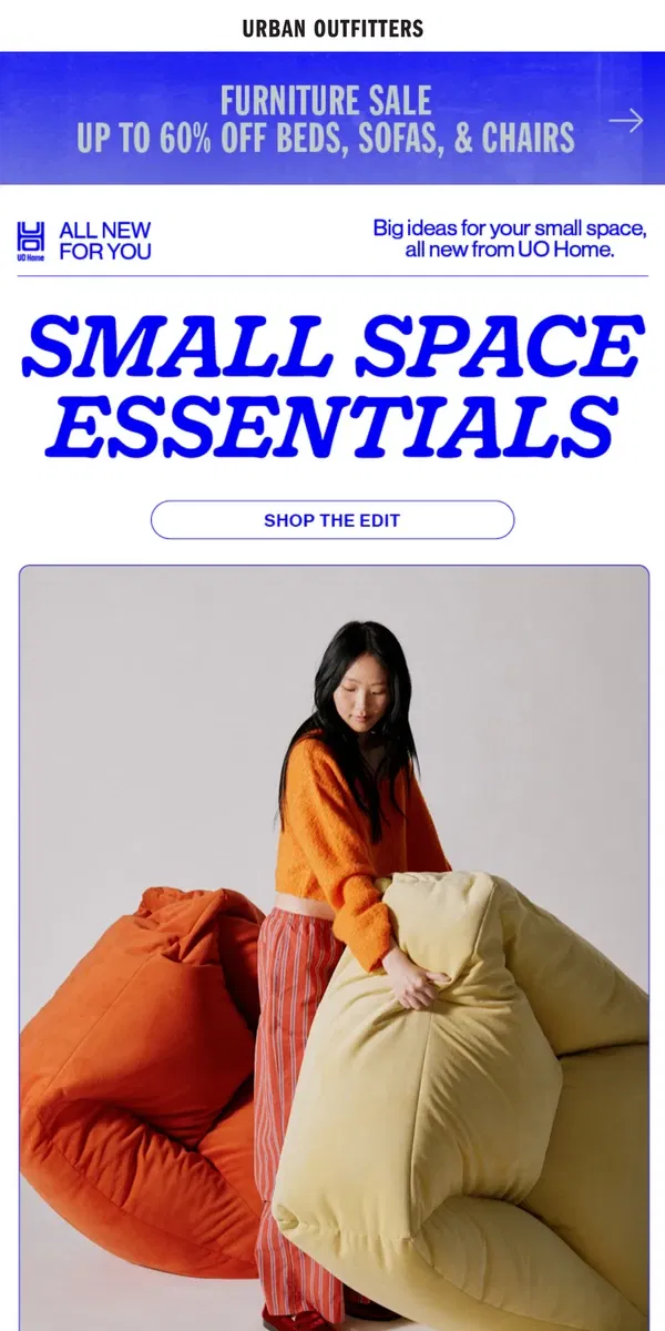 Email from Urban Outfitters. big ideas for your small space 💭