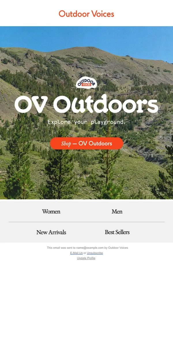 Email from Outdoor Voices. OV Outdoors is back.