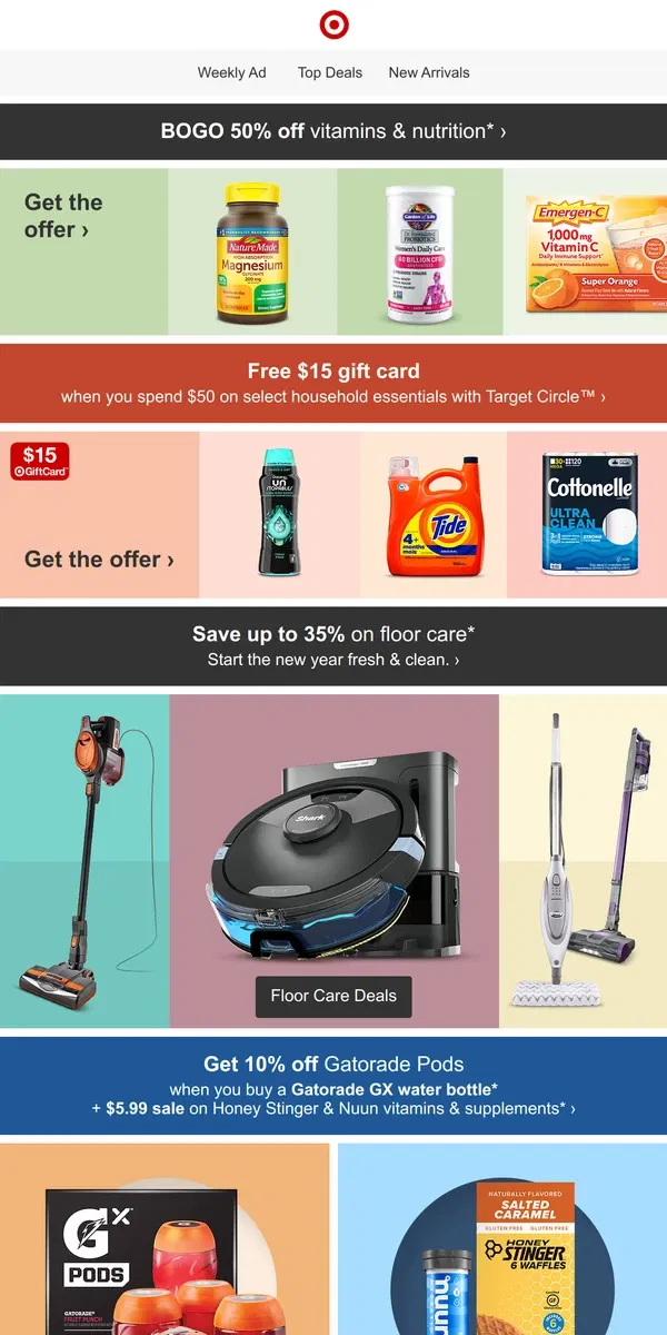 Email from Target. Rock the new year with BOGO 50% off vitamins & nutrition.