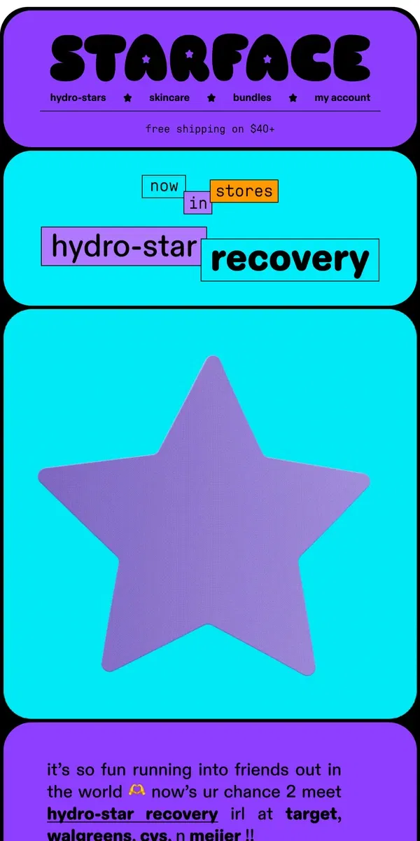 Email from starface. AVAIL IN STORES: HYDRO-STAR RECOVERY 💟