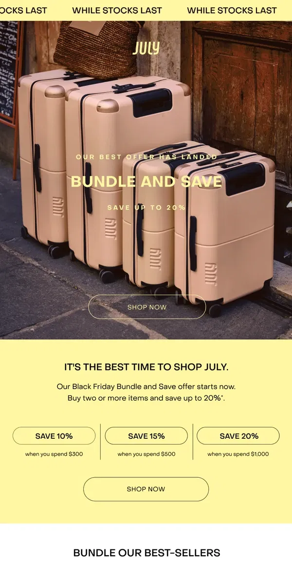 Email from July. Unlock up to 20% in savings.