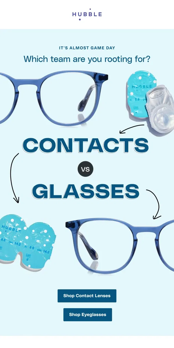 Email from Hubble Contacts. Contact Lenses for the Win.