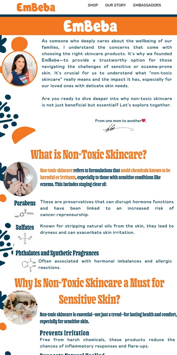 Email from EmBeba. 🌿 Why Non-Toxic Skincare Matters More Than Ever for Sensitive Skin 🌱