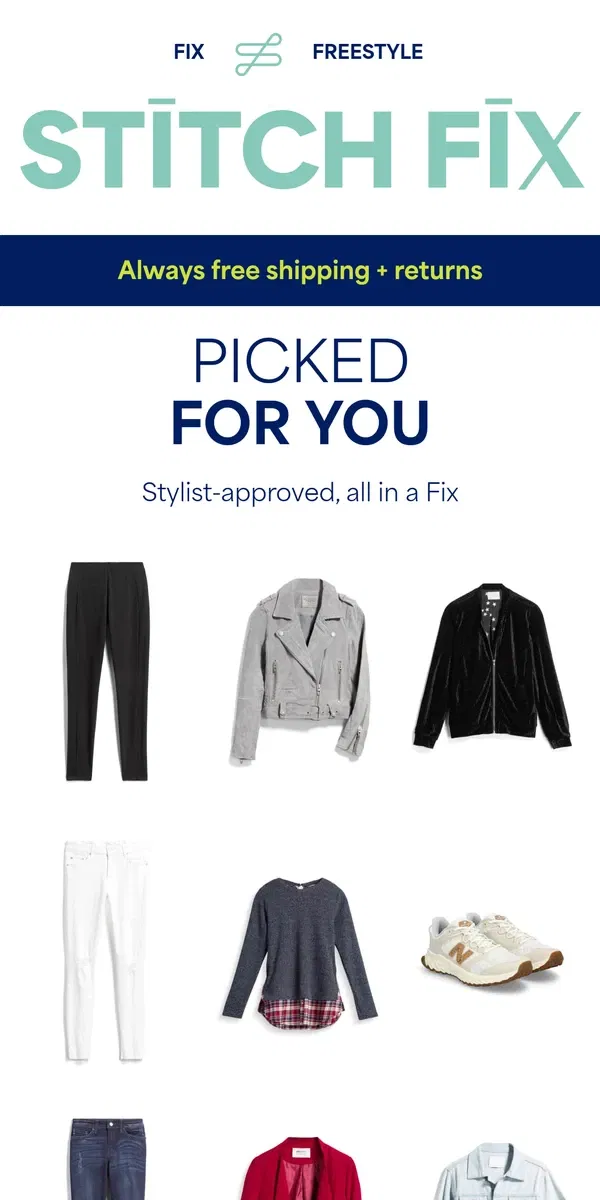 Email from Stitch Fix. Always wondering what to wear?