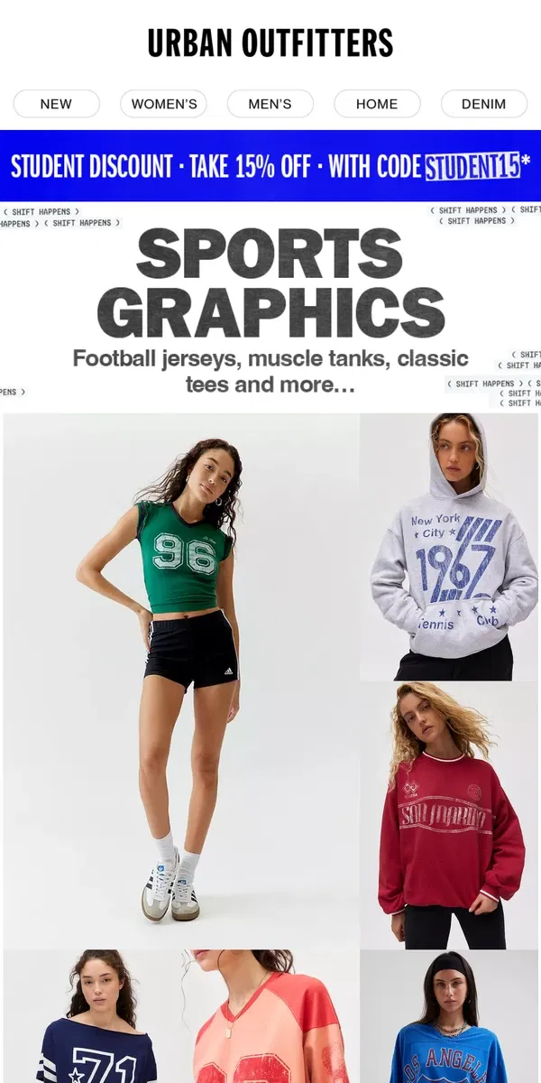 Email from Urban Outfitters. 📣 goooo sports (graphics)