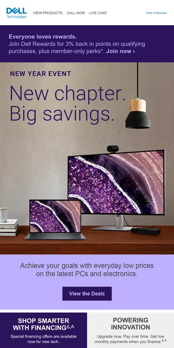 Email from Dell. Start your celebration. New Year's deals are live now just for you.